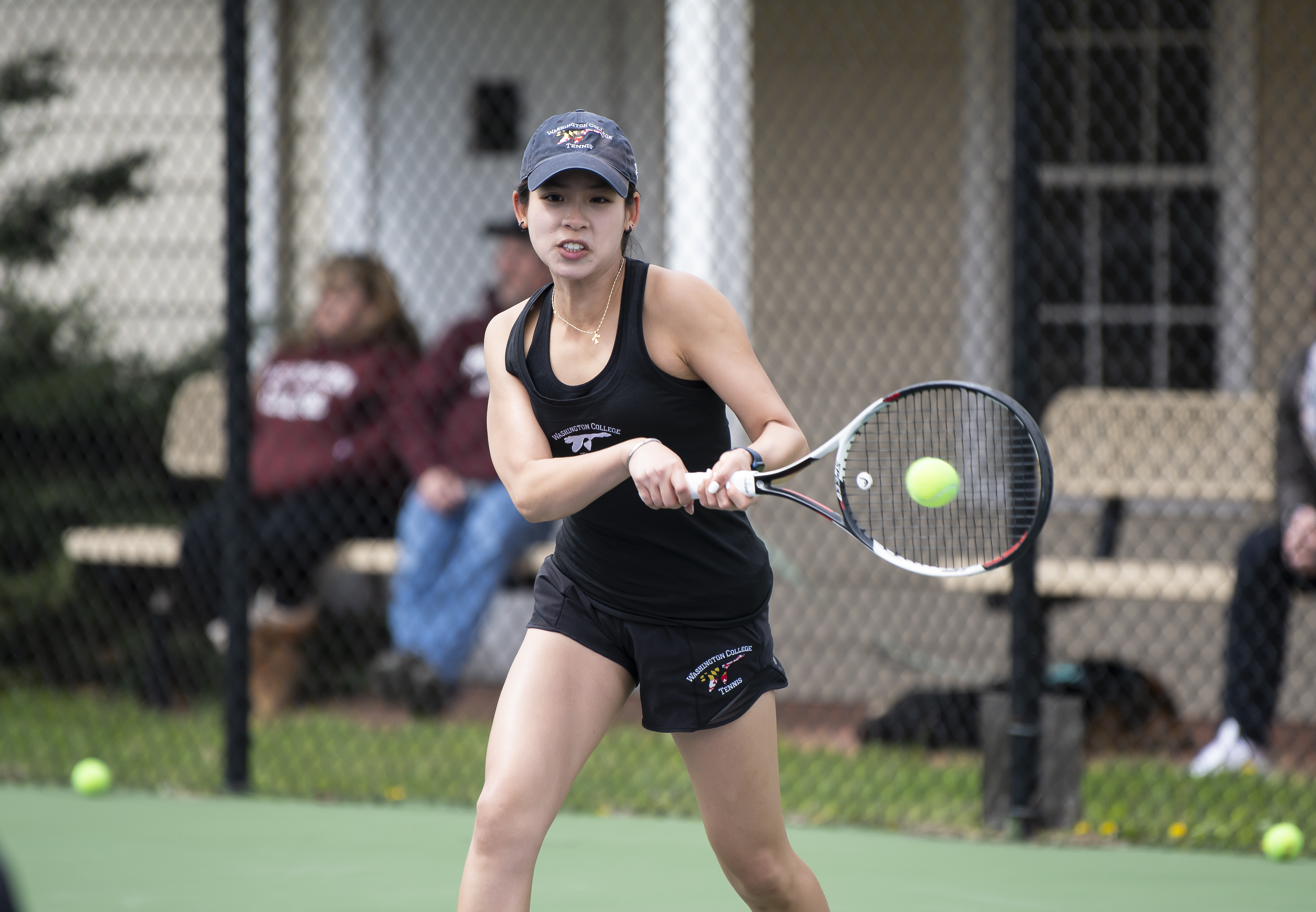 Van playing tennis 