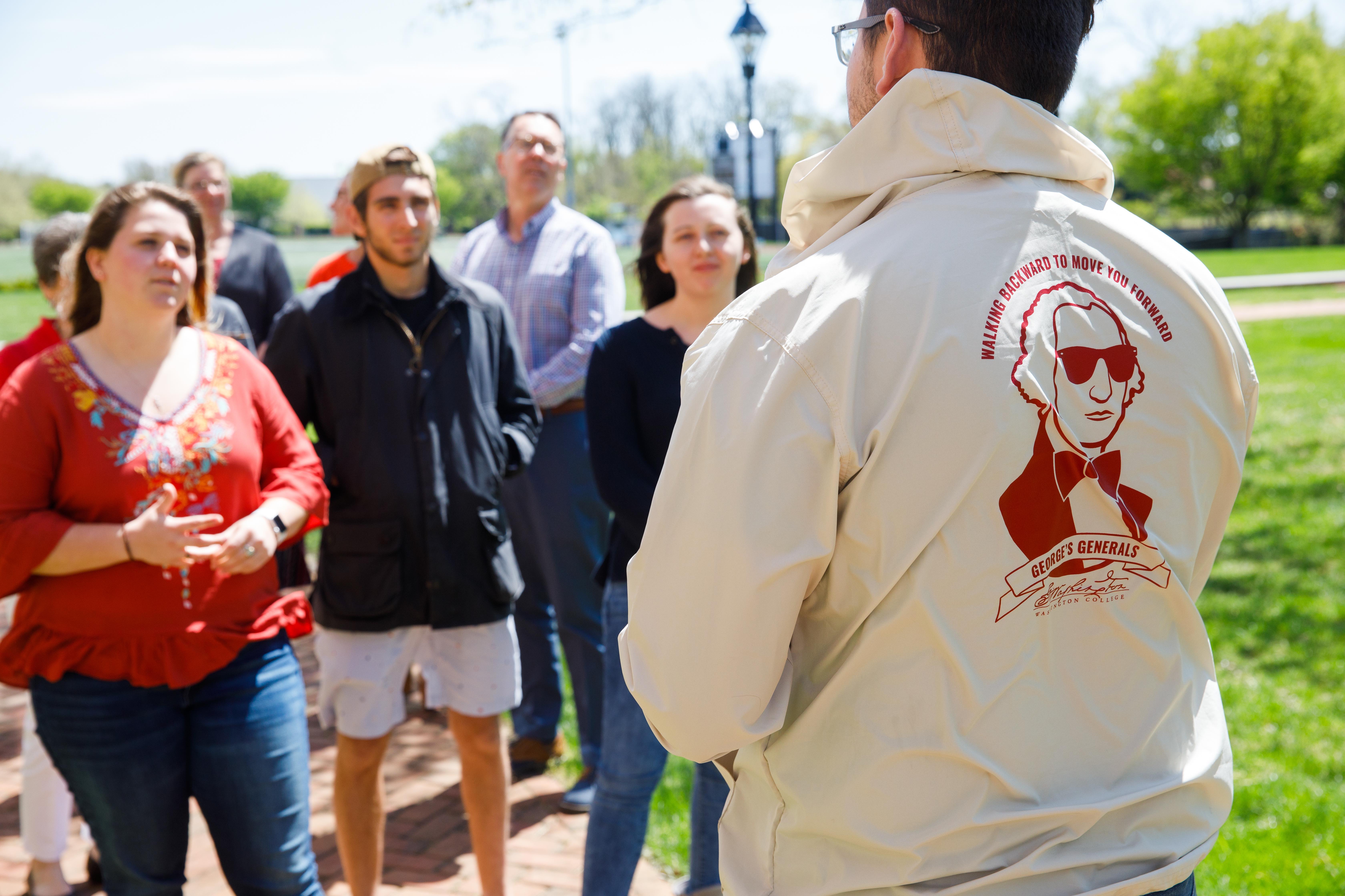 Group of tour members on Washington College campus