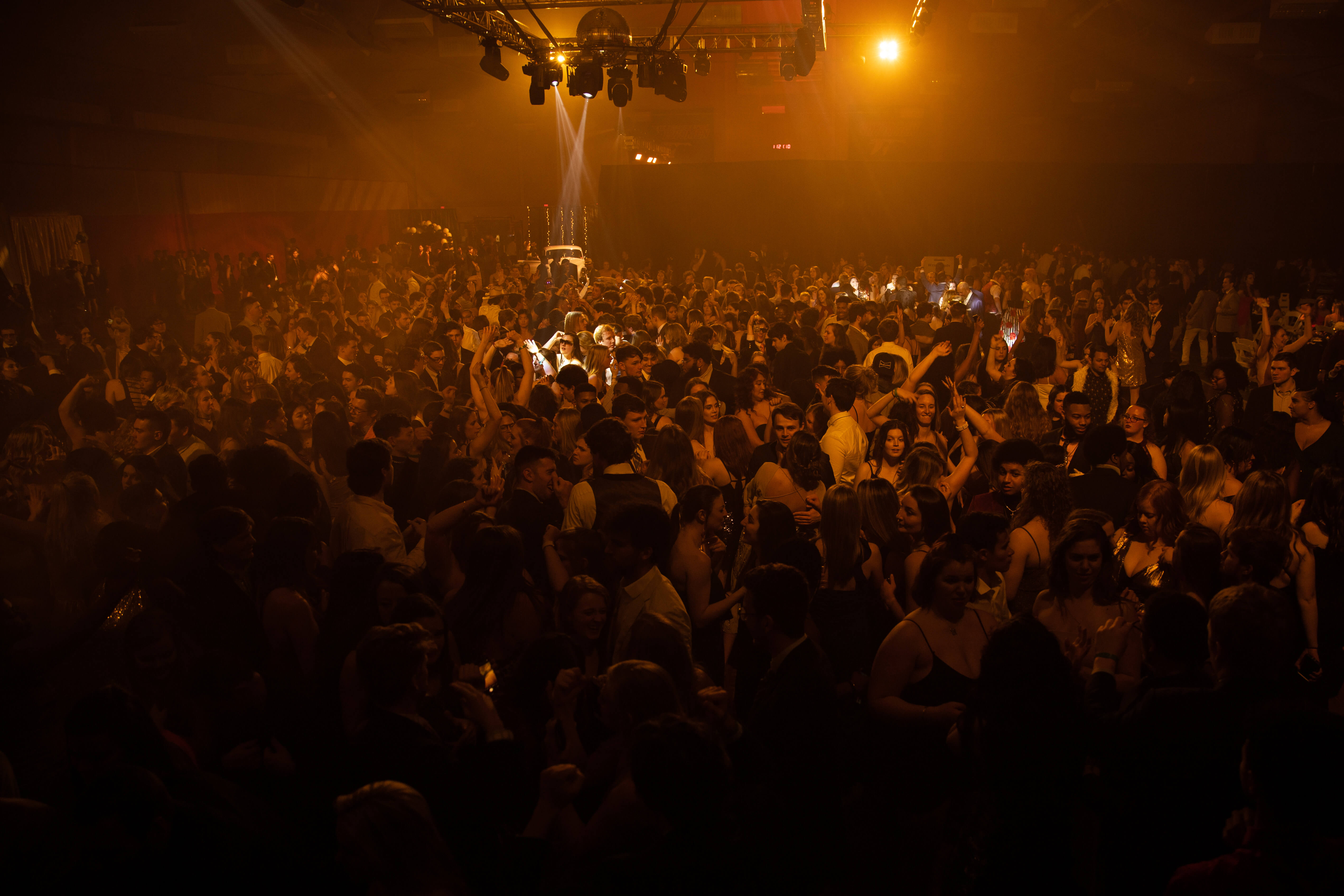 Washington College students crowd the dancefloor at the annual George Washington Birthday Ball