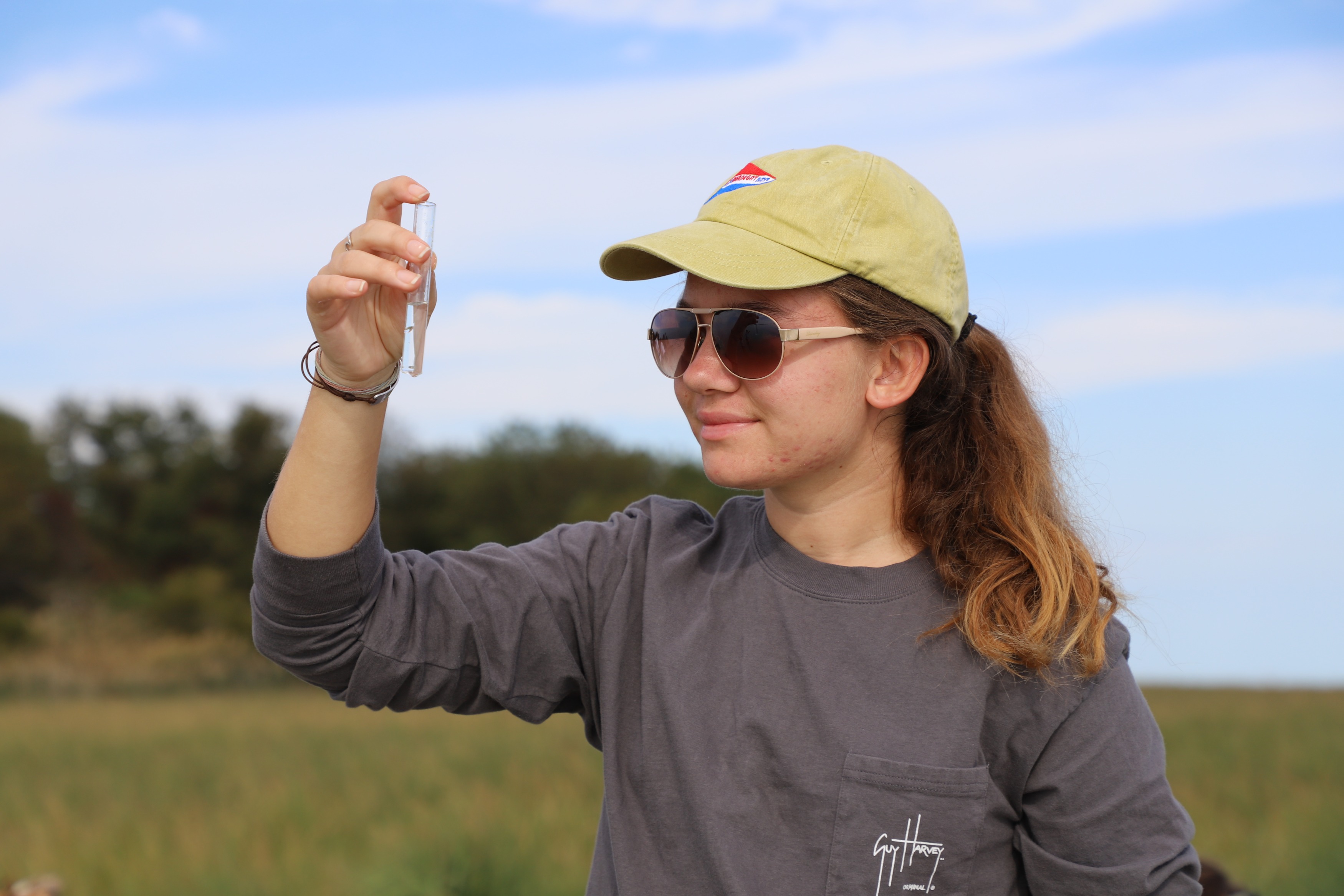 student taking samples