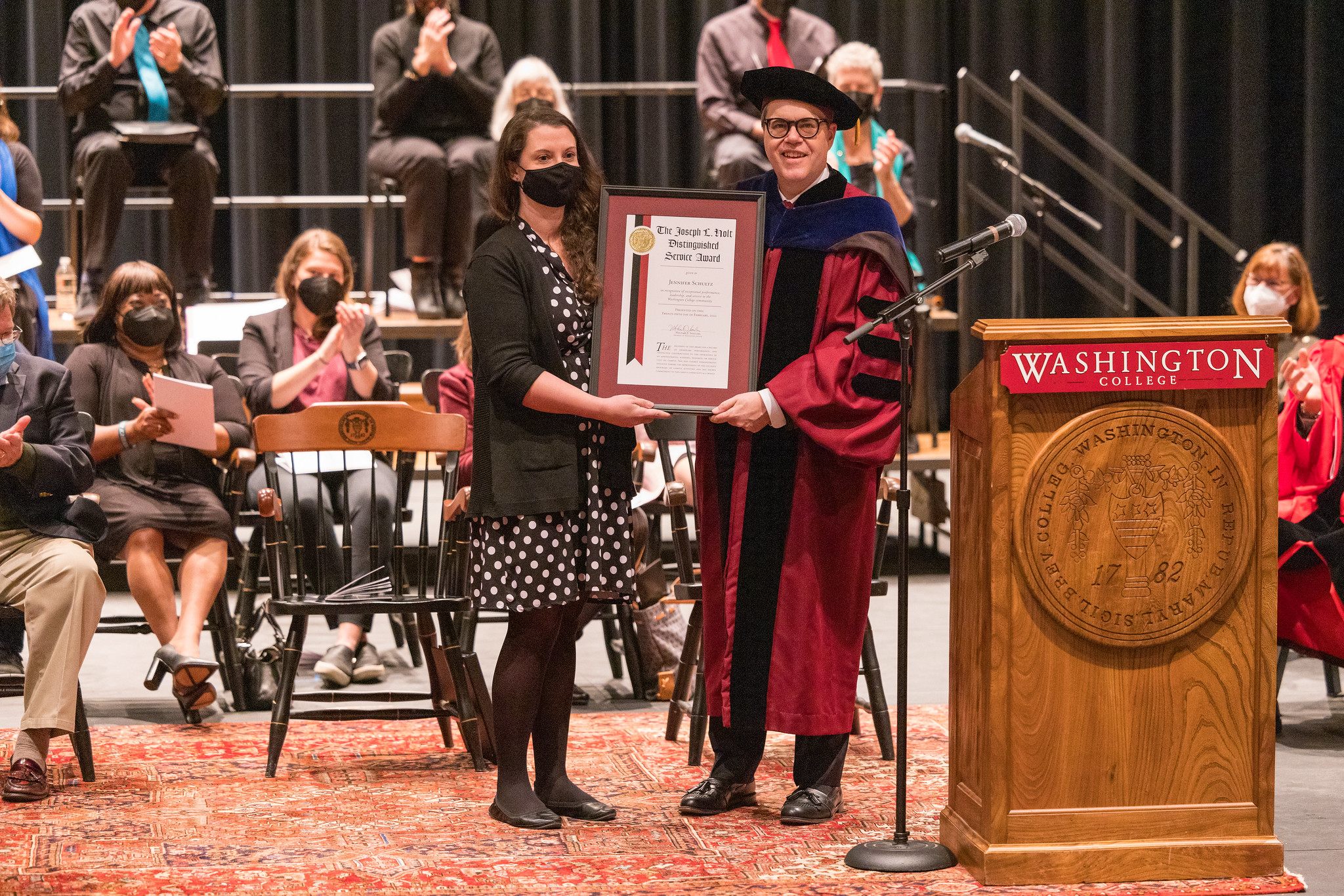 Dr. Sosulski presents the Distinguished Service Award to Jennifer Schultz