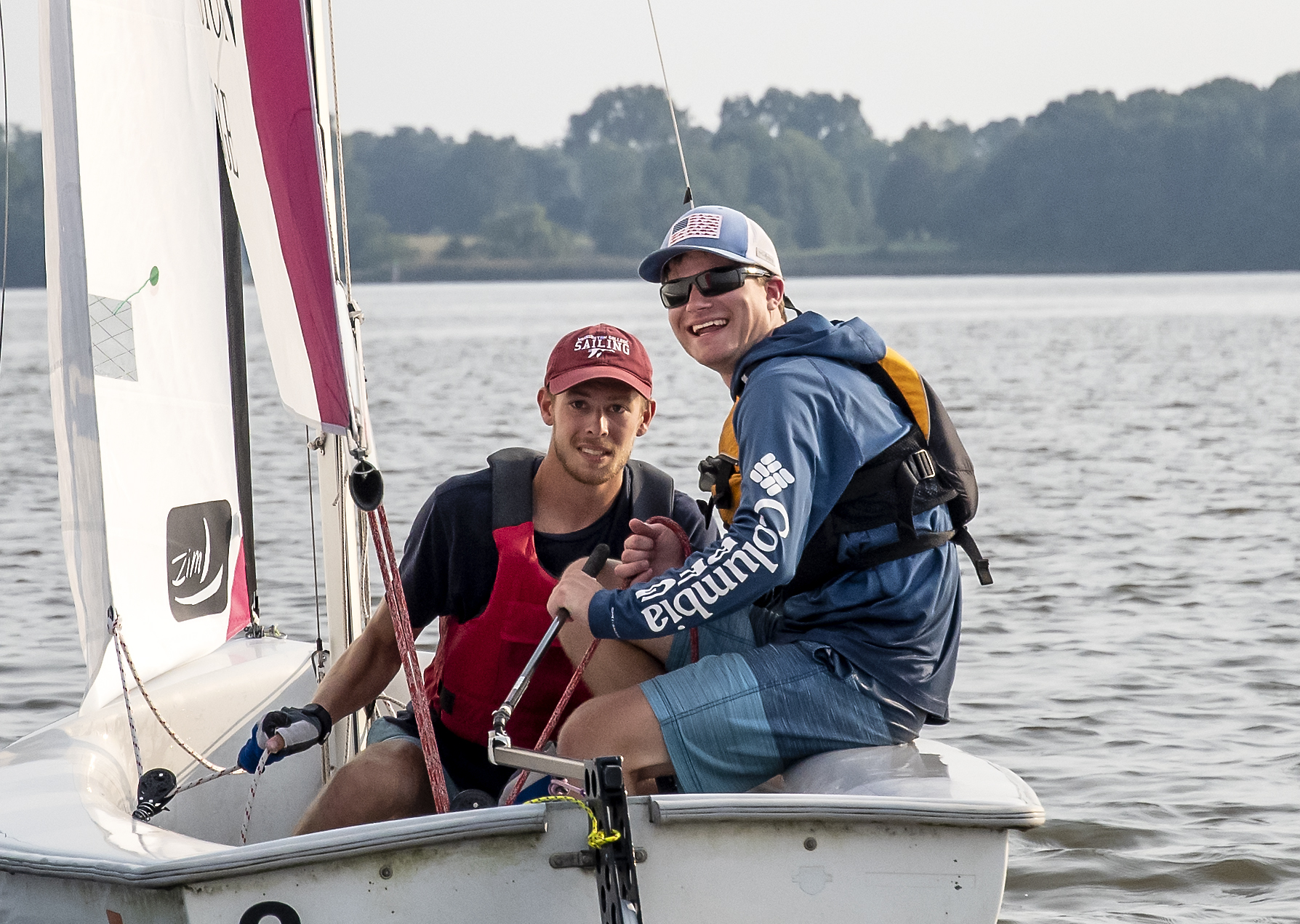 Two men sailing