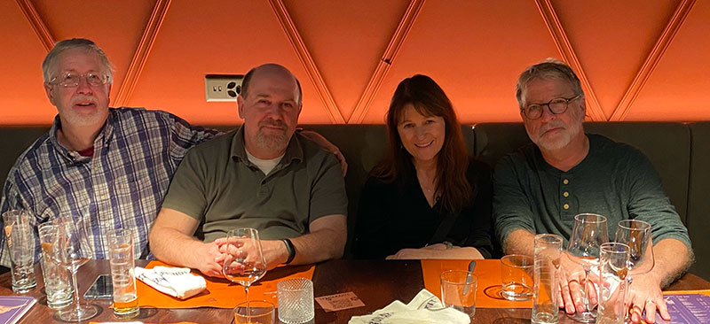 From left to right:  Norman Prentiss ’84, Jim Gernert ’85, Natalie Brown McKnight ’84, and Jamie McKnight ’84 in Interlaken Switzerland, 8/3/23. 