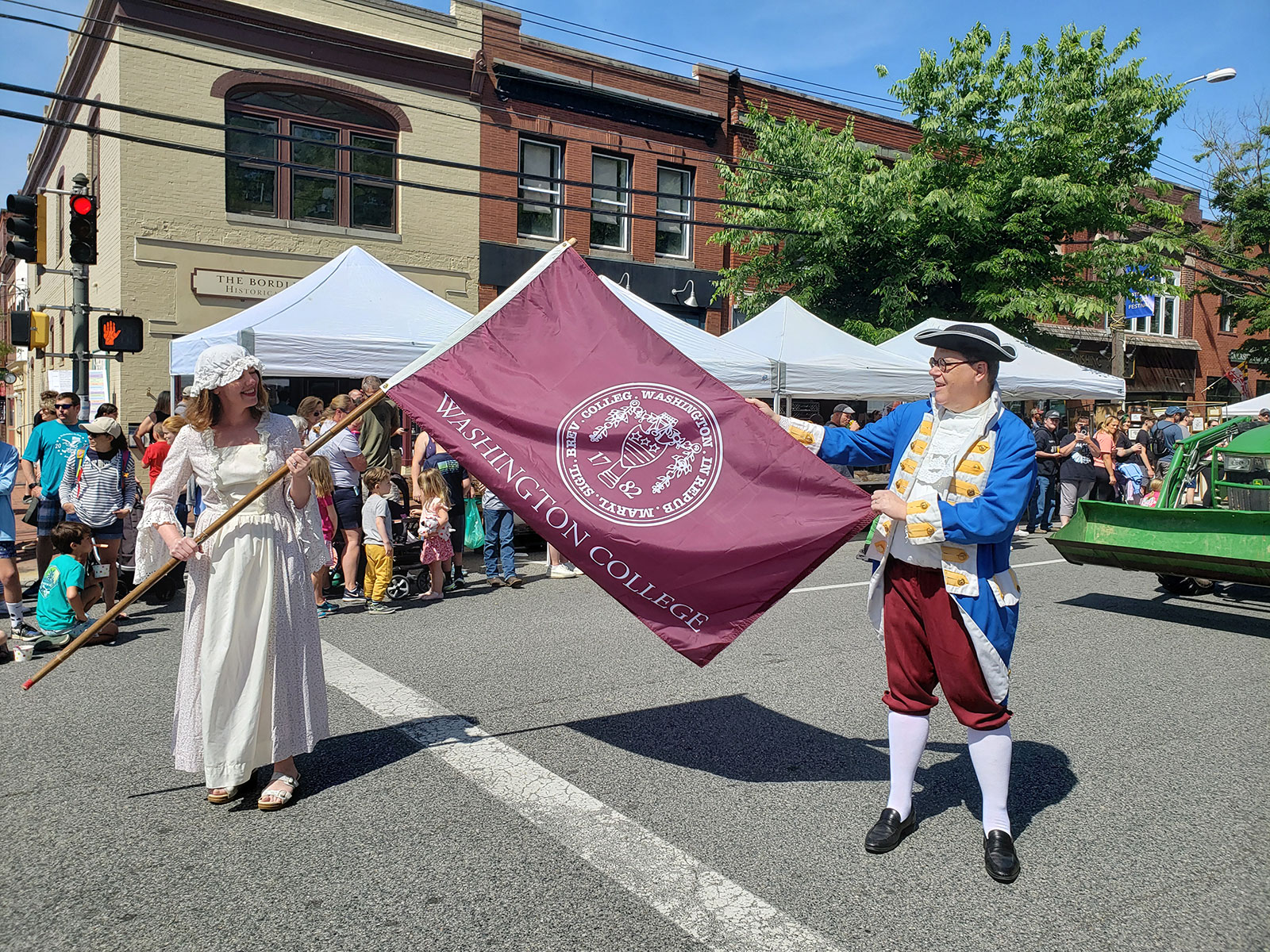 President Sosulki and his wife Cori Crane in colonial attire at Chestertown Tea Party 2023