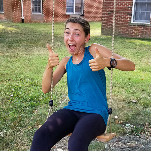 Emma Cease installed the first tree swing on campus.